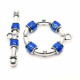 1x blau silberfarbener Knebelverschluss Ringteil 29x25mm Toggle - Schmuckzubehör Schmuckverschluss