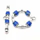 1x blau silberfarbener Knebelverschluss Ringteil 29x25mm Toggle - Schmuckzubehör Schmuckverschluss - Leisure-Beads DIY