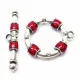 1x rot silberfarbener Knebelverschluss Ringteil 30x26mm Toggle - Schmuckzubehör Schmuckverschluss - Leisure-Beads DIY