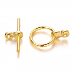 1x goldfarben Knebelverschluss Ringteil 12mm Toggle - Schmuckubehör