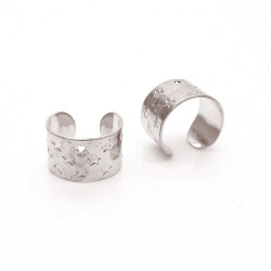 2x silberfarben Ohr Cuffs 11x7mm Ohrklemmen - Schmuckzubehör Ohr Cuffs