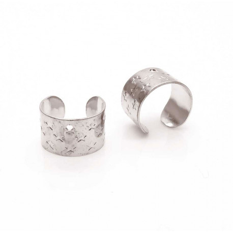 Leisure-Beads - 2x silberfarben Ohrmuschel Klemme 11x7mm mit Sternen - Schmuckzubehör Ohr Cuffs
