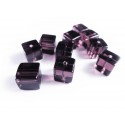 10x Lilafarbene 8x8mm Glas Würfel Perlen - Schmuckzubehör Glasperlen