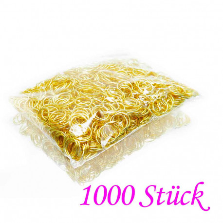 Leisure-Beads - 1000x goldfarbener Biegering 8mm x 0,8mm x Binderinge - Schmuckzubehör Biegering