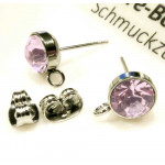 2x rosa Edelstahl 316 Strass Ohrstecker mit Öse 15x9x7mm - Schmuckzubehör Ohrringe basteln