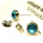 2x türkisfarbene Edelstahl 316 Strass Ohrstecker mit Öse 15x9x7mm - Schmuckzubehör Ohrringe basteln