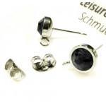 2x jet Edelstahl 316 Strass Ohrstecker mit Öse 15x9x7mm - Schmuckzubehör Ohrringe basteln