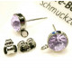 2x lila Edelstahl Strass Ohrstecker mit Öse 15x9x7mm - Schmuckzubehör Ohrringe basteln