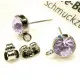2x lila Edelstahl Strass Ohrstecker mit Öse 15x9x7mm - Schmuckzubehör Ohrringe basteln - Leisure-Beads DIY