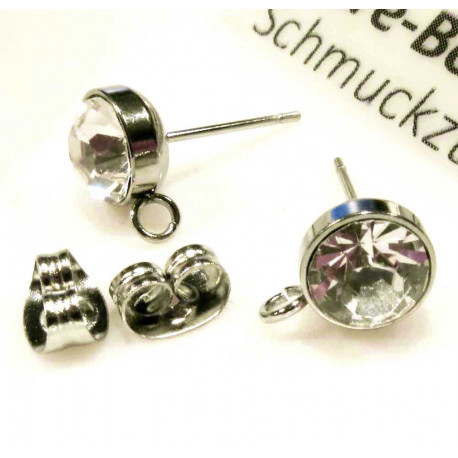 Leisure-Beads - 2x Edelstahl 316 Strass Ohrstecker mit Öse 15x9x7mm - Schmuckzubehör Ohrringe basteln