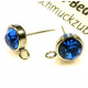 2 Stück blaue Edelstahl 316 Strass Ohrstecker mit Öse 15x9x7mm - Schmuckzubehör Ohrringe basteln