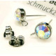 2 Stück kristall-AB Edelstahl Strass Ohrstecker mit Öse 15x9x7mm - Schmuckzubehör Ohrringe basteln