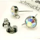 2 Stück kristall-AB Edelstahl Strass Ohrstecker mit Öse 15x9x7mm - Schmuckzubehör Ohrringe basteln - Leisure-Beads DIY