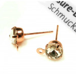 1 Paar Strass rosegoldfarben Ohrstecker mit Öse 17x9,5x6mm - Schmuckzubehör Ohrringe basteln