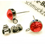 2x rote Edelstahl 316 Strass Ohrstecker mit Öse 15x9x7mm - Schmuckzubehör Ohrringe basteln