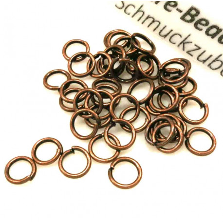 Leisure-Beads - 50x kupferfarben Biegering 5mm x 0,7mm rund Binderinge - kupferfarben Schmucktzubehör