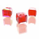 4x rot-AB 10x10mm Glas Würfel Perlen Cubes - Glasschmuck Schmuckzubehör