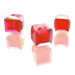 4x rot-AB 10x10mm Glas Würfel Perlen Cubes - Glasschmuck Schmuckzubehör