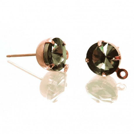 Leisure-Beads - 1 Paar Strass black diamond Ohrstecker 18x11x8mm rosegoldfarben mit Öse - Schmuckzubehör Ohrringe basteln