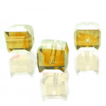4x Topaz-AB 10x10mm Glas Würfel Perlen Cubes - Glasschmuck Schmuckzubehör