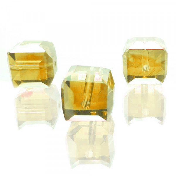 4x Topaz-AB 10x10mm Glas Würfel Perlen Cubes - Glasschmuck Schmuckzubehör - Leisure-Beads DIY
