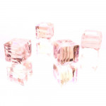 4x Rosa-AB 10x10mm Glas Würfel Perlen mit geschliffener Kante - Glasschmuck Schmuckzubehör