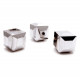 4x silberfarbene 10x10mm Glas Würfel Perlen mit geschliffener Kante - Glasschmuck Schmuckzubehör