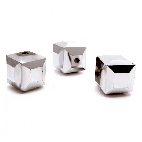 Leisure-Beads - 4x silberfarbene 10x10mm Glas Würfel Perlen mit geschliffener Kante - Glasschmuck Schmuckzubehör