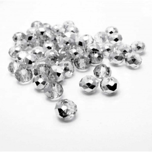 145x 3x4mm halbsilberfarben Glasperlen geschliffene Rondelle - Schmuckzubehör - Leisure-Beads DIY