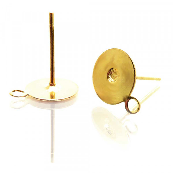 10x goldfarben Edelstahl 8mm Ohrstecker mit Öse zum Bekleben - Schmuckzubehör für Ohrringe - Leisure-Beads DIY