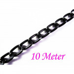 10m schwarze Kette aus Aluminium 6x3,5mm schwarze Gliederkette - Schmuckzubehör
