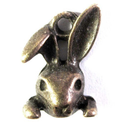 Leisure-Beads - 1x bronzefarbener Osterhase Anhänger Hasenkopf 13x10x4mm Schmuckanhänger - Schmuckzubehör