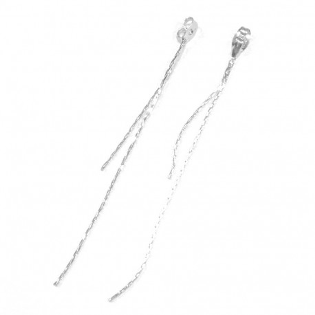 Leisure-Beads - 2x hellsilberfarben Ohrstopper 80mm mit Kette für Ohrstecker - Schmuckzubehör Ohrringe