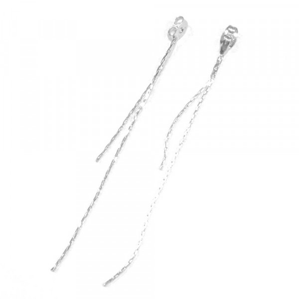 2x hellsilberfarben Ohrstopper 80mm mit Kette für Ohrstecker - Schmuckzubehör Ohrringe - Leisure-Beads DIY