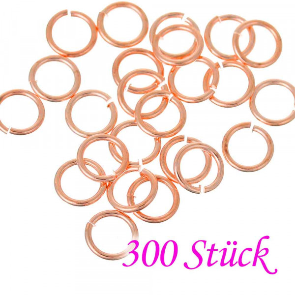 300x rosegoldfarben Biegering 6mm x 0,8mm Binderinge - Schmuckzubehör - Leisure-Beads DIY