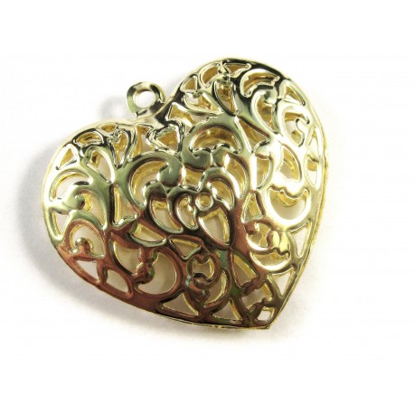 Leisure-Beads - 1x XL-Herz Anhänger 56x53mm goldfarben Schmuckanhänger- Schmuckzubehör