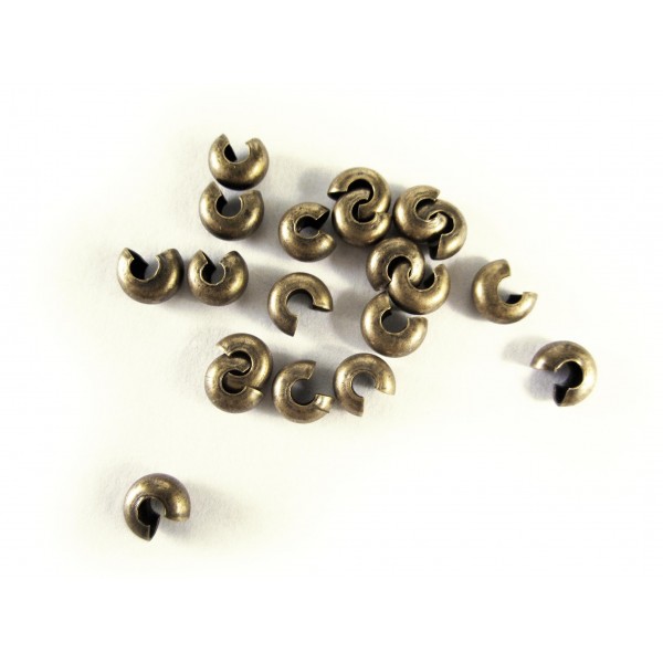 20 bronzefarben Kaschierperlen 3x4mm matte Cover Crimp Perlen - Schmuckzubehör