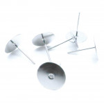 20x silberfarbene Ohrstecker 10mm zum Bekleben mit Stopper - Schmuckzubehör Ohrringe