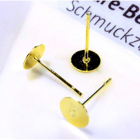 Leisure-Beads - 20x goldfarben Ohrstecker 6mm zum Bekleben Studs - Schmuckzubehör für Ohrringe