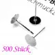 500x silberfarbene Ohrstecker 6mm zum Bekleben mit Stopper - Schmuckzubehör Ohrringe - Leisure-Beads DIY