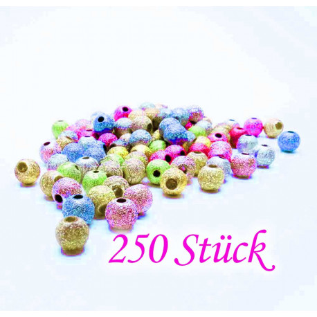 Leisure-Beads - 250 bunte ACRYL Perlen Stardust 6mm angerauhte Acrylperlen im bunten Perlenmix - Schmuckzubehör Acrylperlen