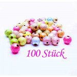 100 Stardust Acrylperlen 8mm angerauht im bunten Perlenmix - Schmuckzubehör Acrylperlen