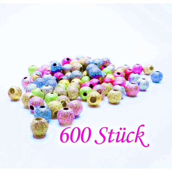 600 bunte ACRYL Perlen Stardust 4mm angerauhte Acrylperlen im bunten Perlenmix - Schmuckzubehör Acrylperlen - Leisure-Beads DIY