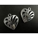 2x Herz Anhänger ca. 22x19mm silberfarben Schmuckanhänger - Schmuckzubehör