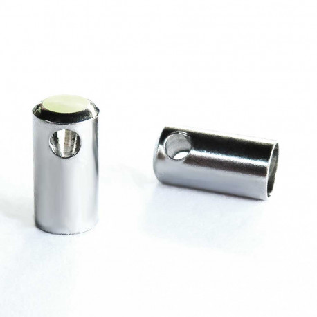 Leisure-Beads - 4x Edelstahl Endkappe Innen 4mm 9x4,5mm zum Einkleben silberfarben - Schmuckzubehör Endkappe