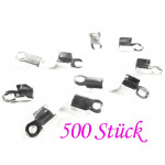 500x hellsilberfarben Endkappe 6x2mm Schmuckbandklemme - Schmuckzubehör