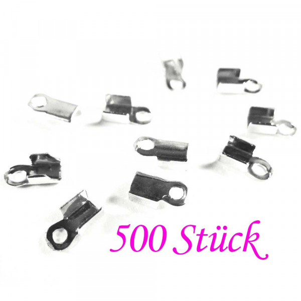 500x hellsilberfarben Endkappe 6x2mm Schmuckbandklemme - Schmuckzubehör - Leisure-Beads DIY