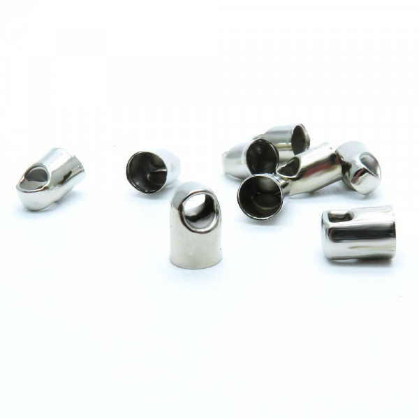10x Endkappe Innen 4,5mm 5x7mm silberfarben zum Einkleben - Schmuckzubehör - Leisure-Beads DIY
