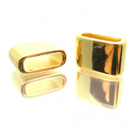 Leisure-Beads - 1x goldfarben Schiebeperle 12x8x5mm innen 9x3mm - Schmuckzubehör Schiebeperle