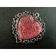 1x Herz Anhänger ca. 37x35mm rosa silberfarben Schmuckanhänger - Schmuckzubehör - Leisure-Beads DIY